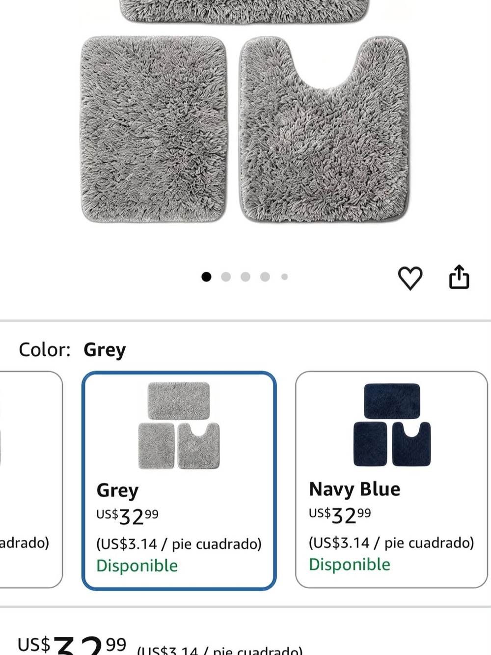 Luxury Grey Bath Rug Set - Plush Non-Slip Bathroom Mats - Picture 2 of 5